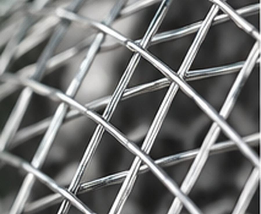 Close-up of flexible metal diamond mesh construction