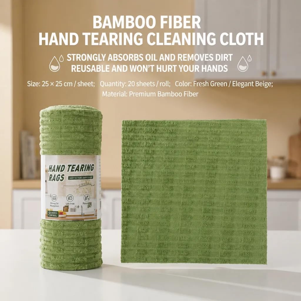 20-Piece Reusable Tear-Away Microfiber Cleaning Cloth Roll