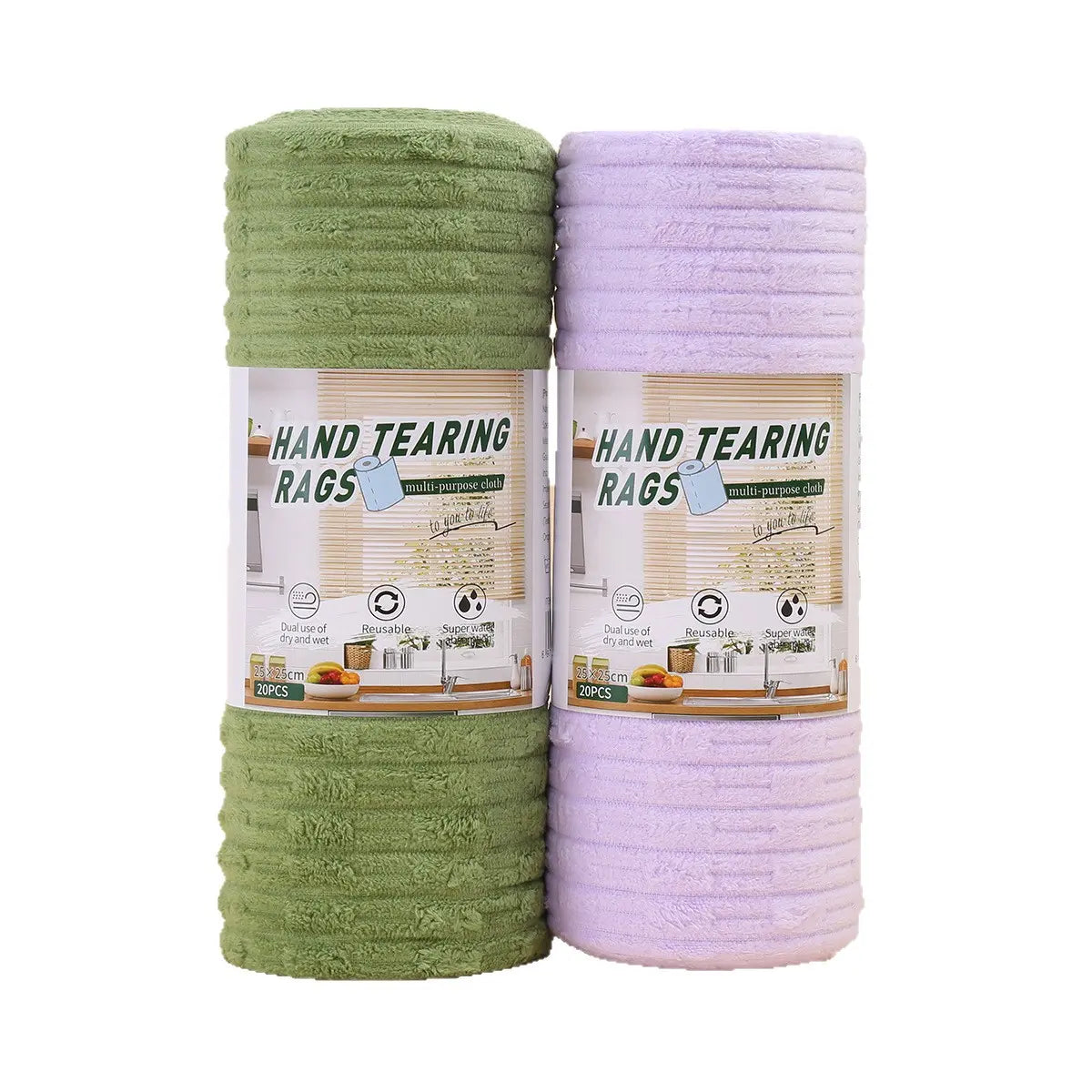 20-Piece Reusable Tear-Away Microfiber Cleaning Cloth Roll