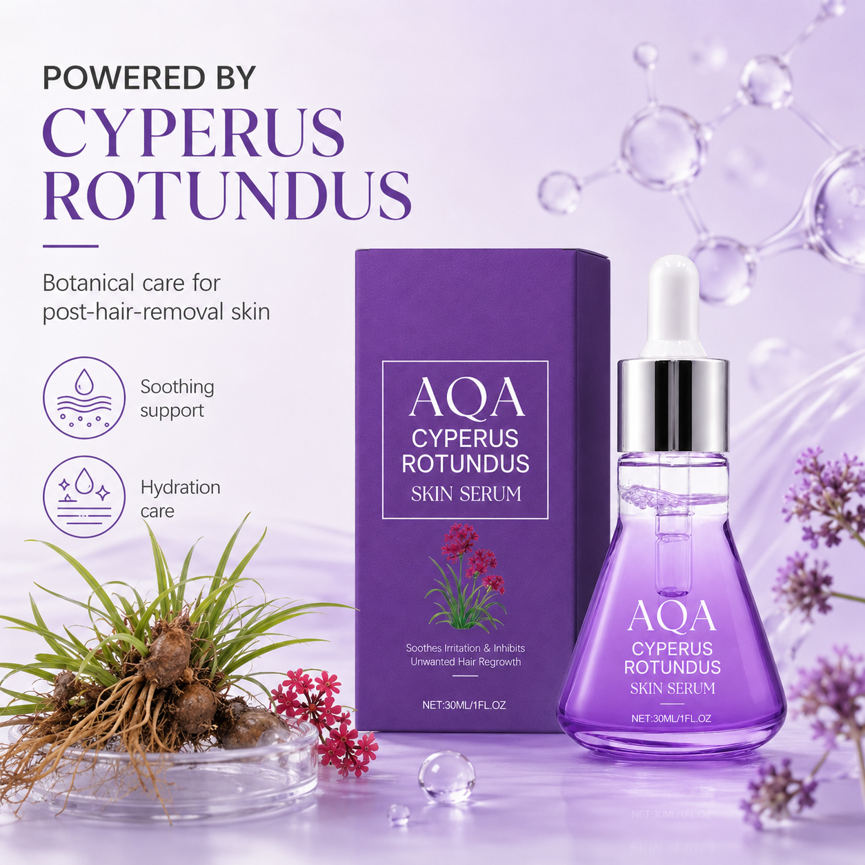 AQA Hair Removal Care Essence – Calm Skin, Smooth Longer, Post-Hair Removal Serum for Soothing, Hydration & Unwanted Hair Regrowth Care, 30ML
