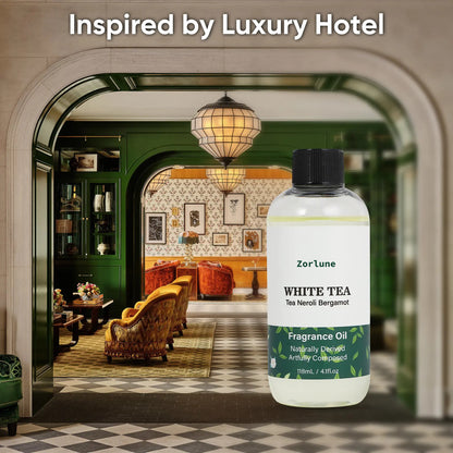Zorlune Hotel Diffuser Oil Refill – 🌼White Tea, 🏵️Neroli & Bergamot Home Fragrance