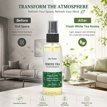 Zorlune Hotel Diffuser Oil Refill – 🌼White Tea, 🏵️Neroli & Bergamot Home Fragrance