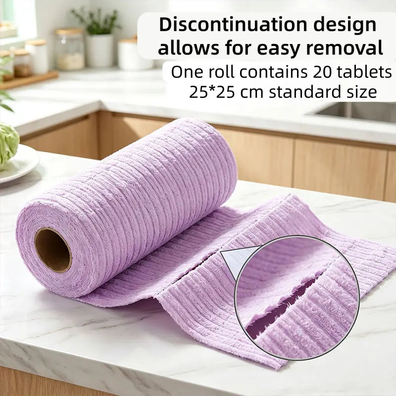 20-Piece Reusable Tear-Away Microfiber Cleaning Cloth Roll