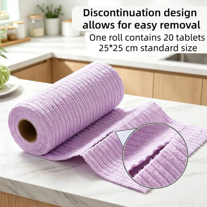 20-Piece Reusable Tear-Away Microfiber Cleaning Cloth Roll