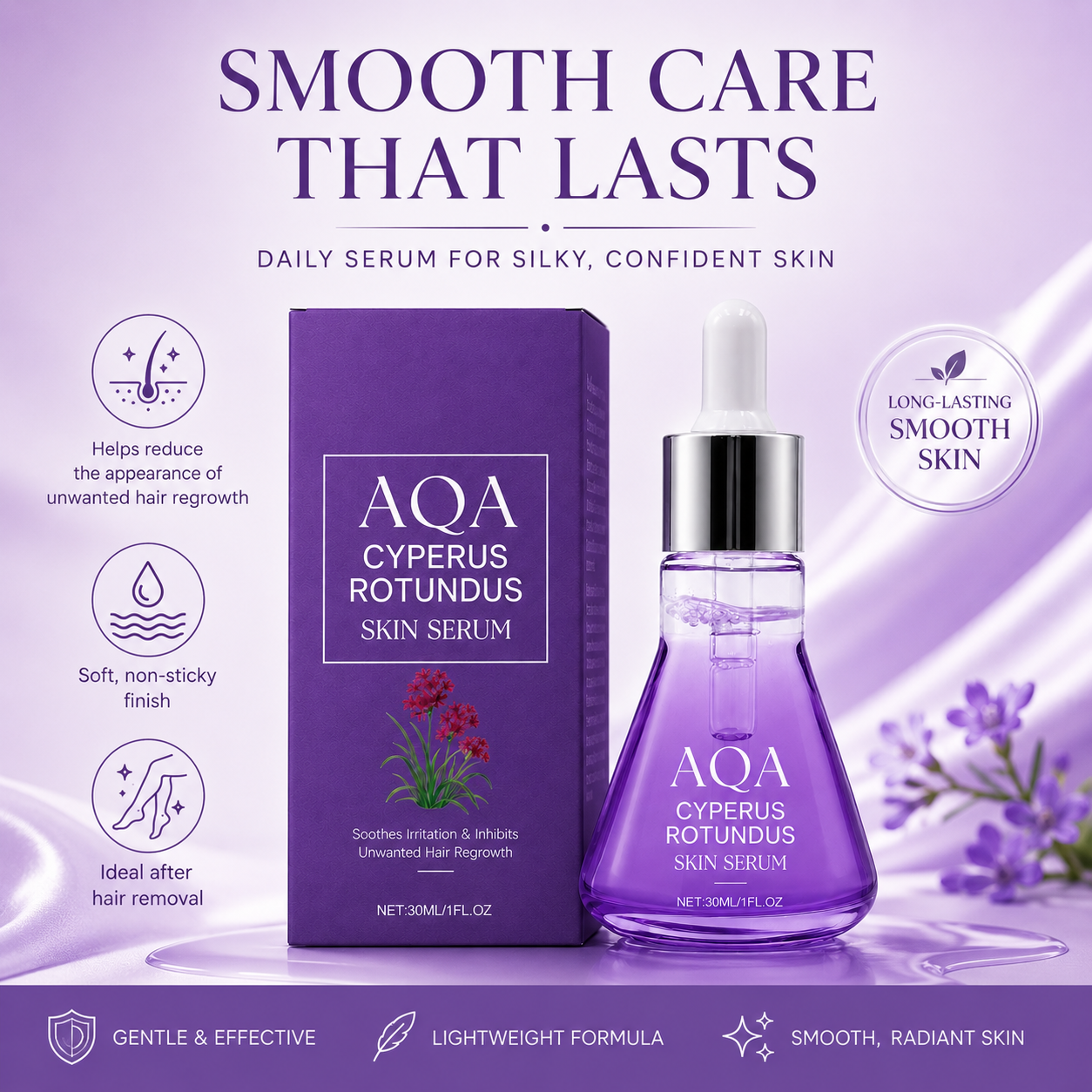 AQA Hair Removal Care Essence – Calm Skin, Smooth Longer, Post-Hair Removal Serum for Soothing, Hydration & Unwanted Hair Regrowth Care, 30ML