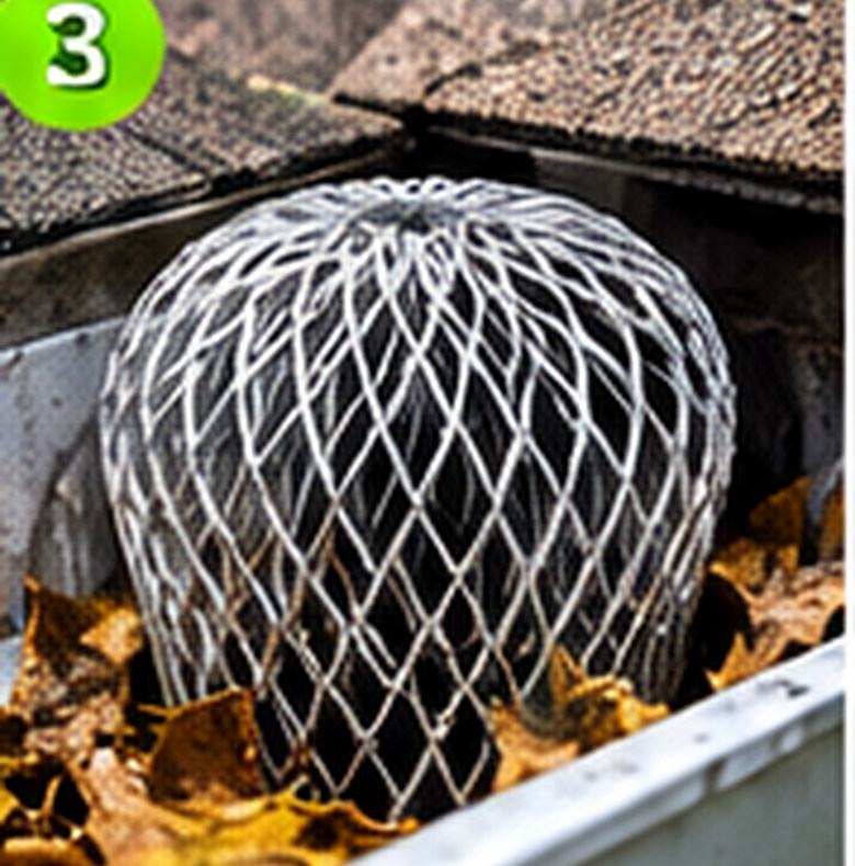 Flexible mesh guard fitted into a downspout